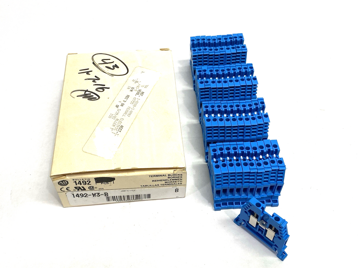 1492-W3-B | Allen Bradley Ser. B IEC Terminal Block Blue BOX OF 41 - New – Open box - Maverick Industrial Sales