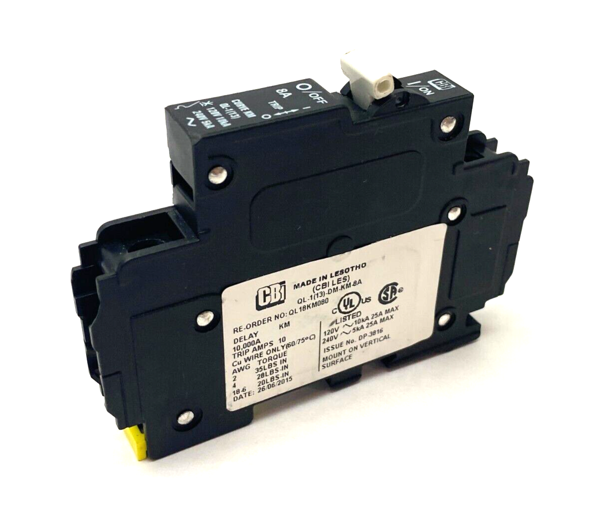 CBI QL18KM080 Single-Pole Circuit Breaker KM Curve QL-1(13)-DM-KM-8A - Maverick Industrial Sales