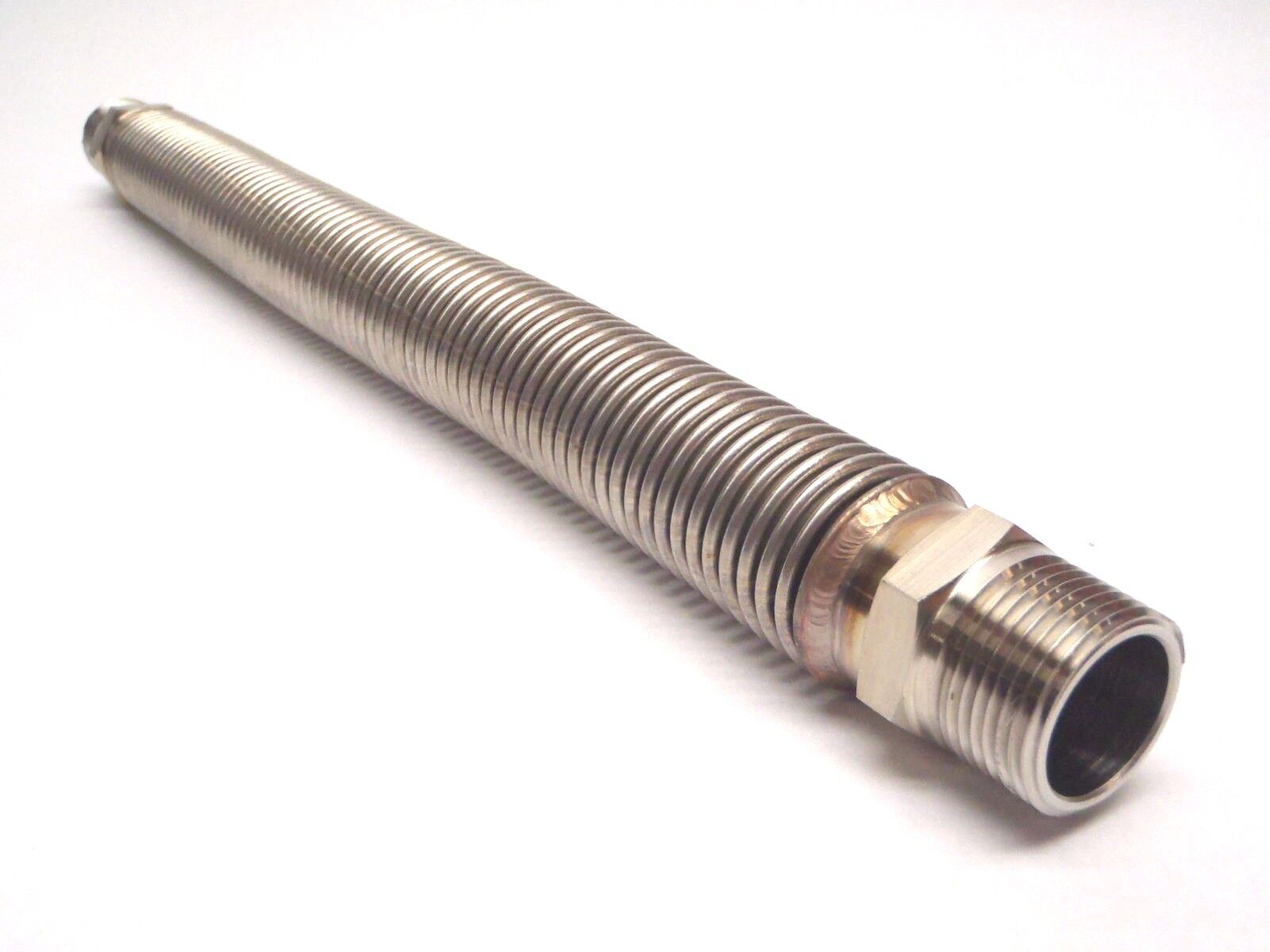 26" OAL 1" Inch ID Convoluted Stainless Steel Tubing 1-5/16"-12 Threaded Ends - Maverick Industrial Sales
