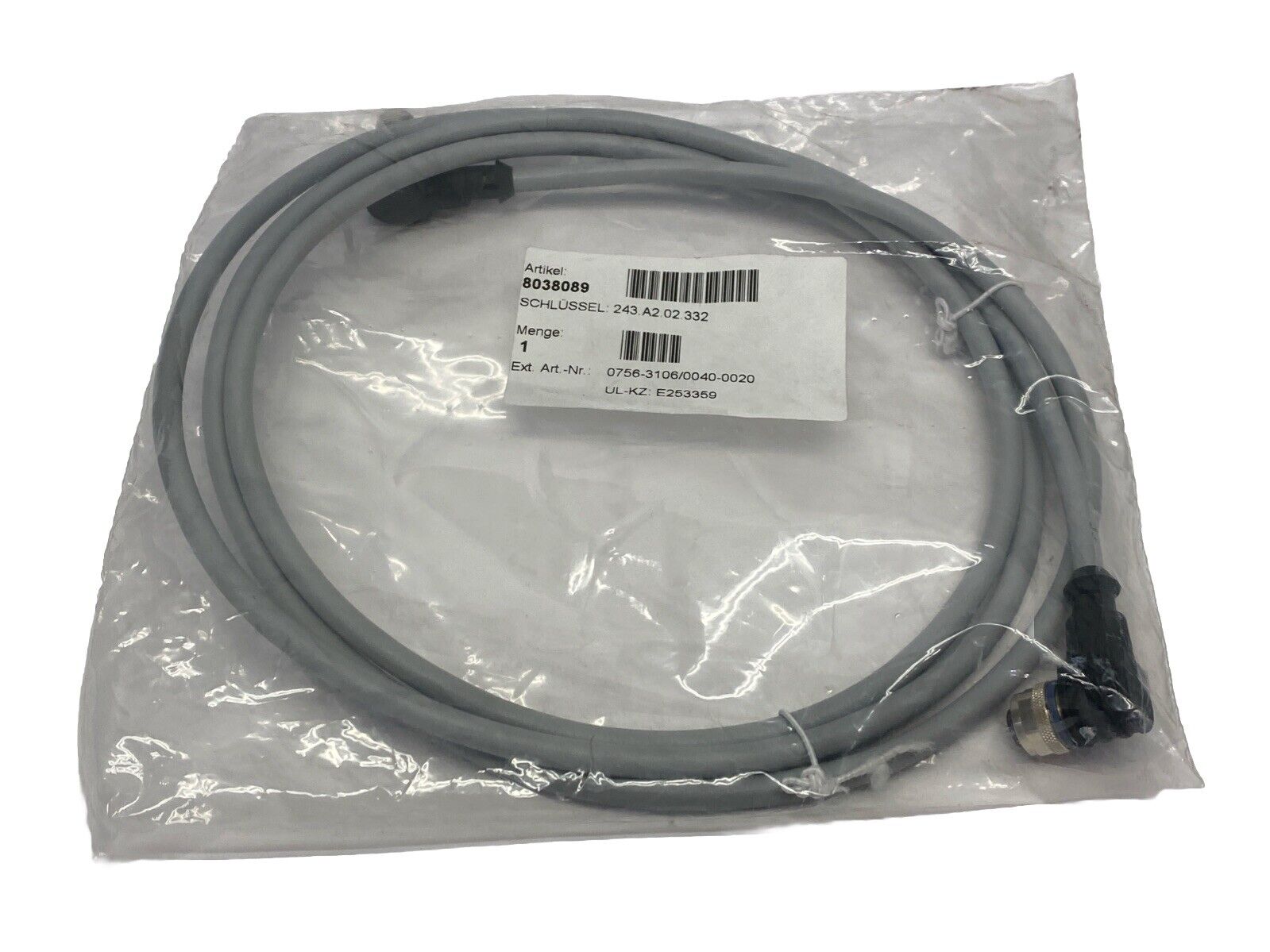 WAGO 756-3106/040-020 Power Cable M/F M12 5-Pin 2m - New - Maverick Industrial Sales