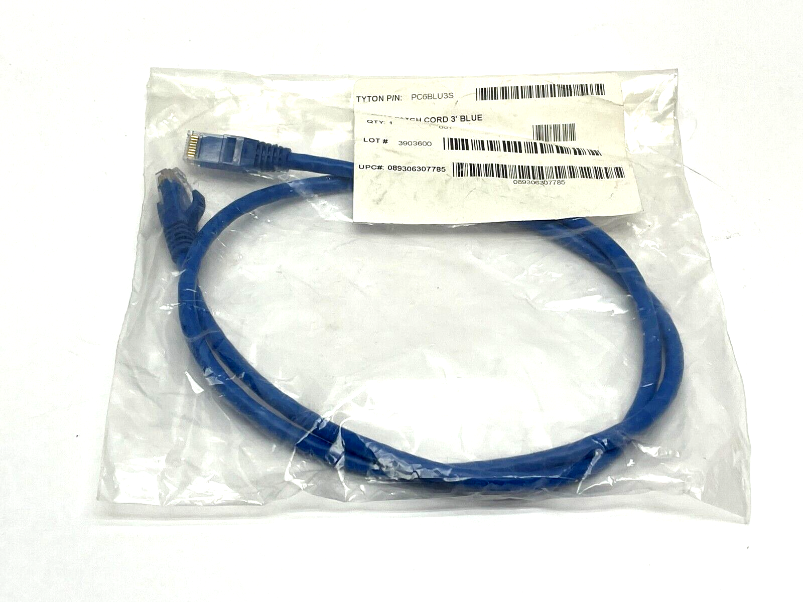 PC6BLU3S | HellermannTyton Ethernet Cable CAT6 3ft Length - New - Maverick Industrial Sales