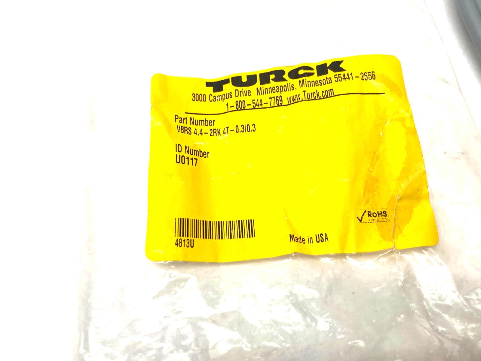 VBRS 4.4-2RK 4T-0.3/0.3, U0117 | Turck VBRS 4.4-2RK 4T-0.3/0.3 Splitter Cable 2-Branch, M M12 to 2x F M12, U0117 - New Other - Maverick Industrial Sales