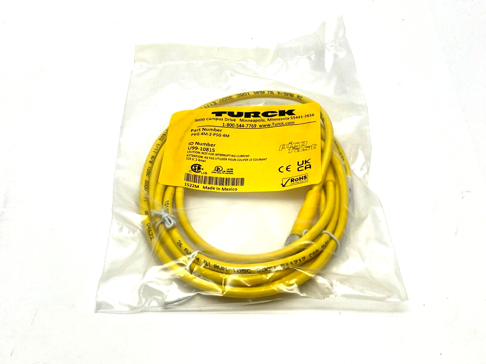 Turck PKG 4M-2-PSG 4M Double-Ended Cordset 2m Length U99-10815 - New - Maverick Industrial Sales