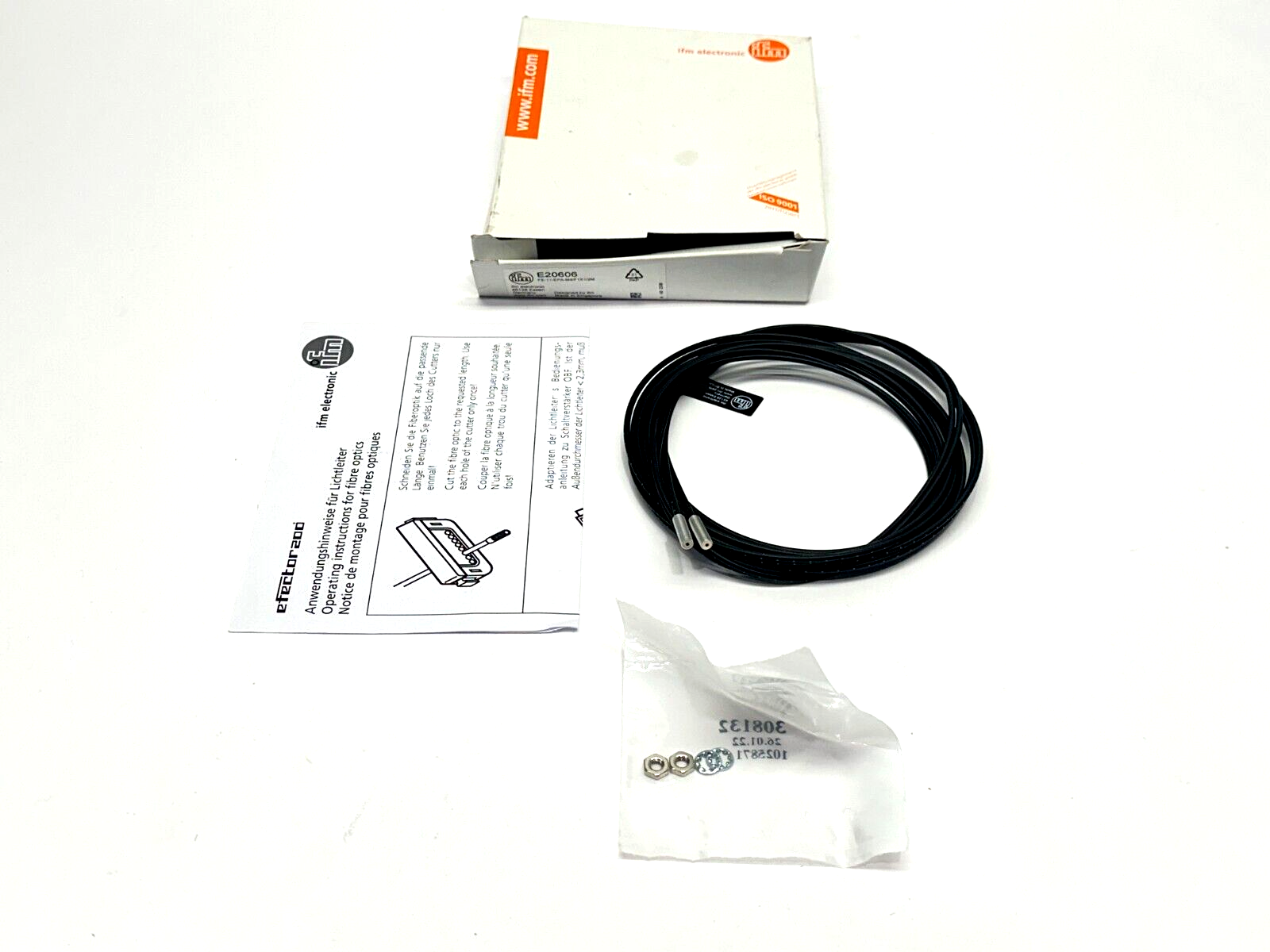 IFM E20606 Fiber Optic Through Beam Sensor FE-11-EPA-M4/F1X1/2M - New – Open box - Maverick Industrial Sales