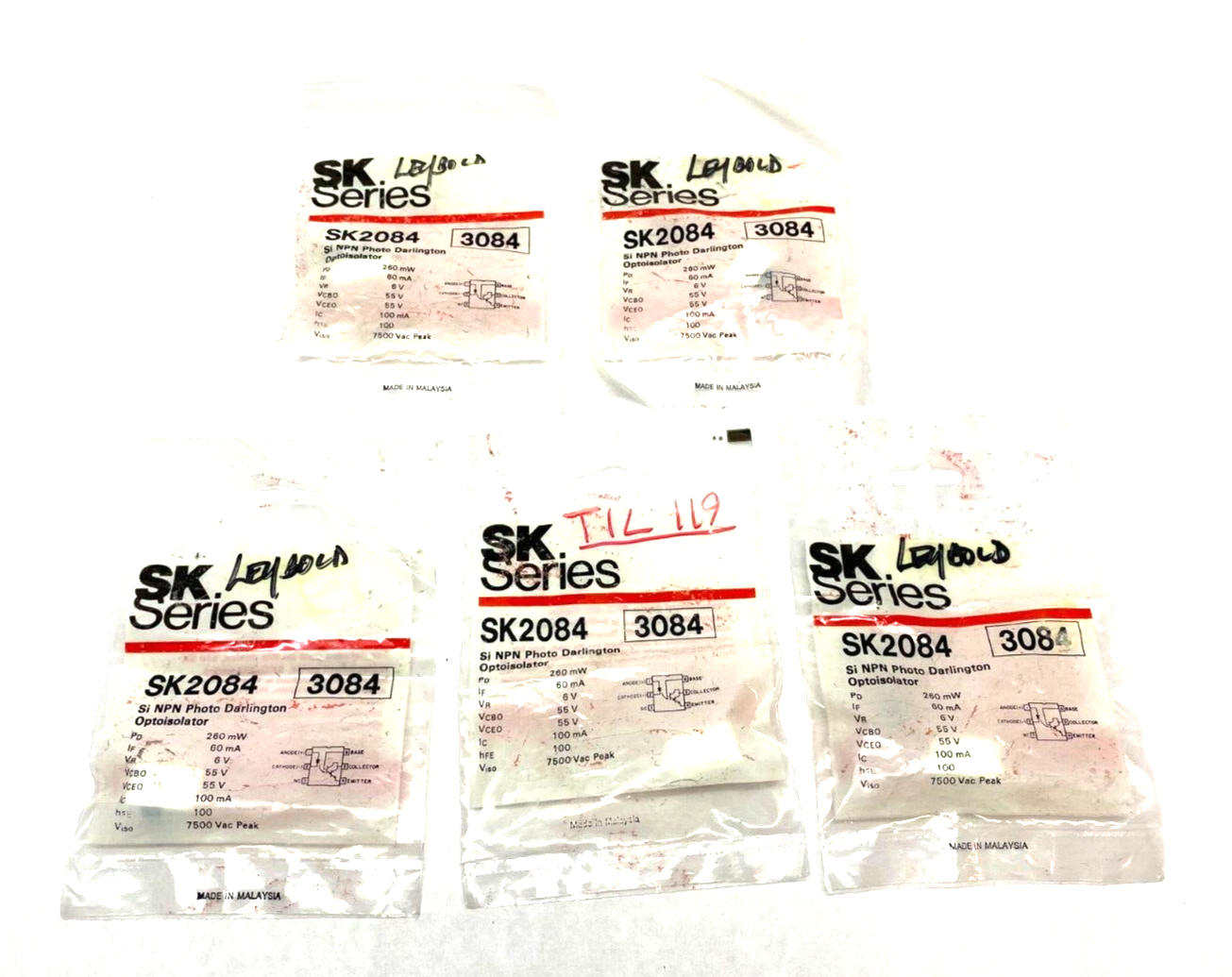 SK Series SK2084 Si NPN Photo Darlington Optoisolator LOT OF 5 - New – Open box - Maverick Industrial Sales