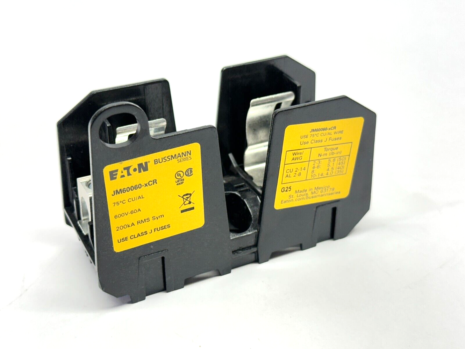 Eaton JM60060-1CR Bussmann Class J Fuse Block 1-Pole 60A 600V - New – Open box - Maverick Industrial Sales