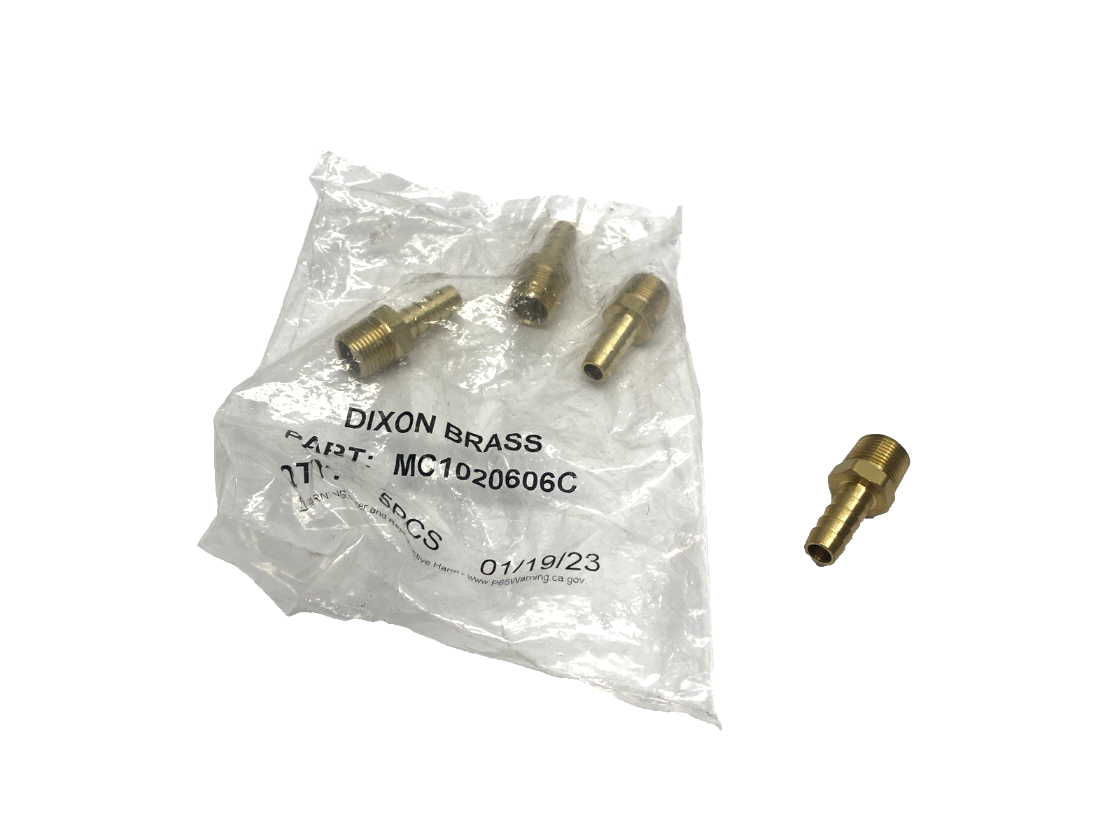 Dixon MC1020606C 3/8" NPTF x 3/8" Hose Barb Brass Fitting LOT OF 4 - Maverick Industrial Sales