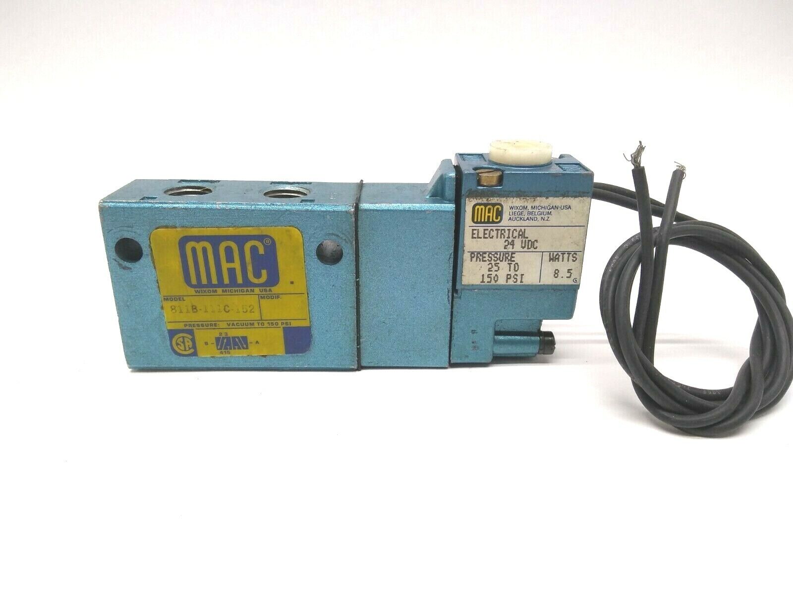 811B-111C-152 | MAC Valves Solenoid Valve with PME-6111BAAA 24VDC Coil 25-150 PSI - Used - Maverick Industrial Sales