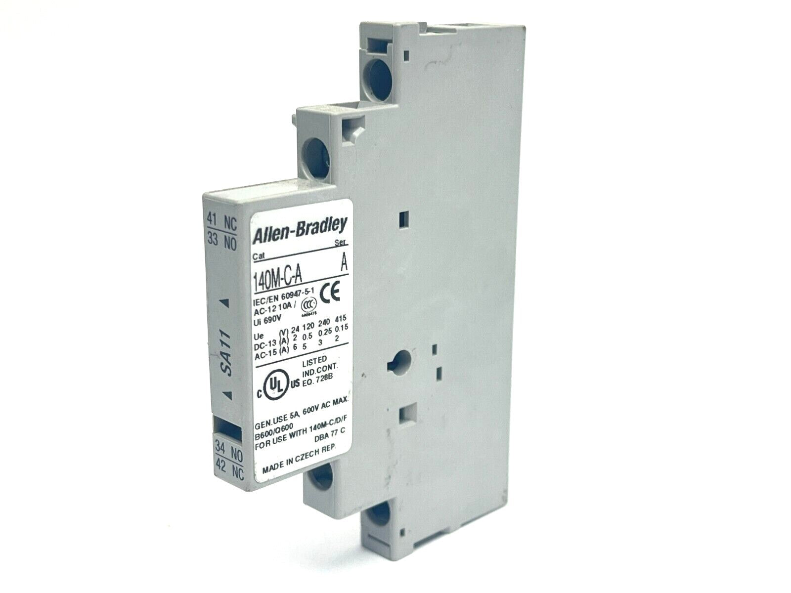 Allen Bradley 140M-C-ASA11 Ser A Auxiliary Contact, Front Mount, 1 NO, 1 NC - Maverick Industrial Sales