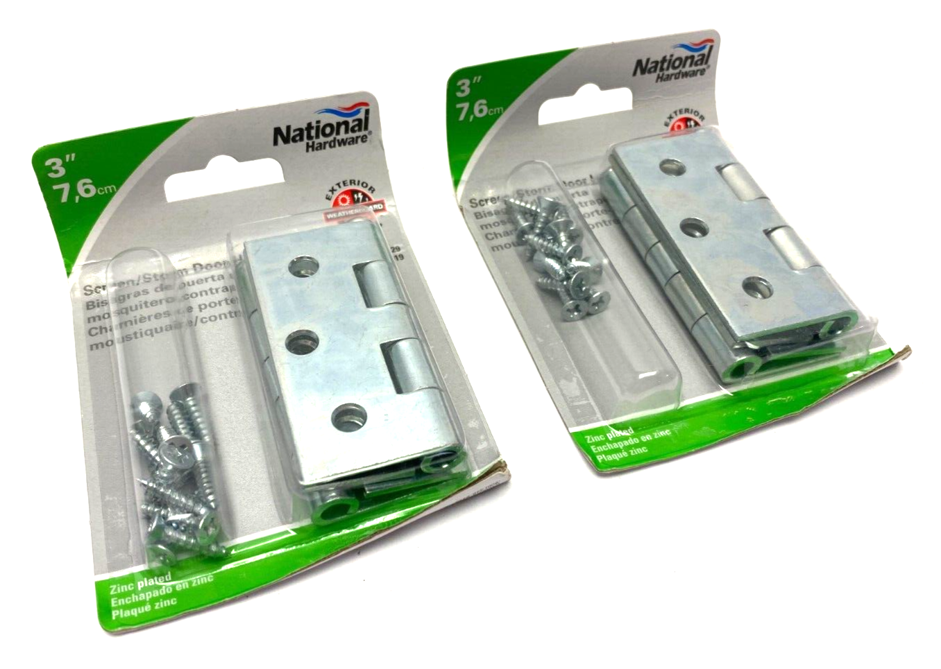 N115-519 | National Hardware Door Hinges Zinc 3" LOT OF 2 - New - Maverick Industrial Sales