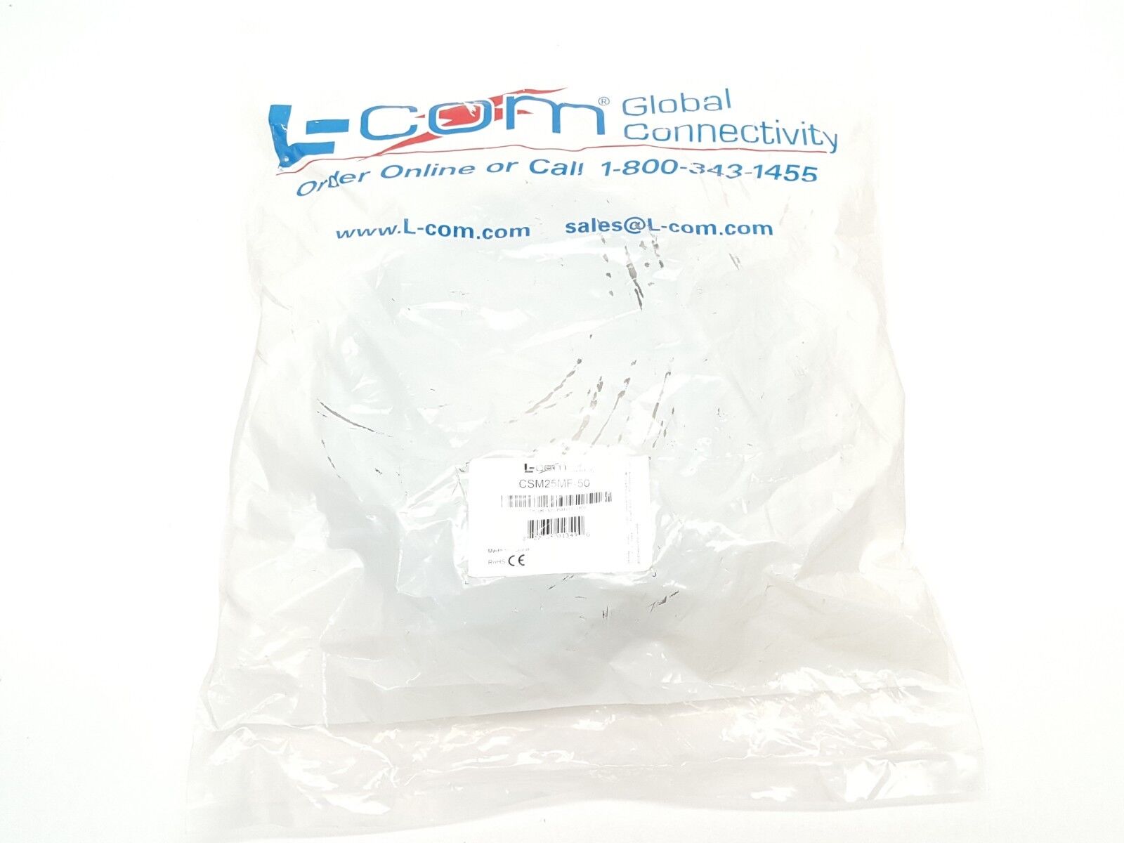 L-COM CSM25MF-50 Economy Molded D-Sub Cable DB25 Male / Female 50ft Grey - Maverick Industrial Sales
