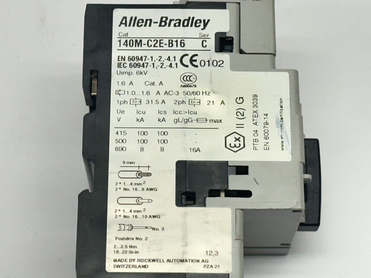 140M-C2E-B16 | Allen Bradley Ser C Circuit Breaker w/ 140M-C-A, 140M-C-TE1 - Used - Maverick Industrial Sales