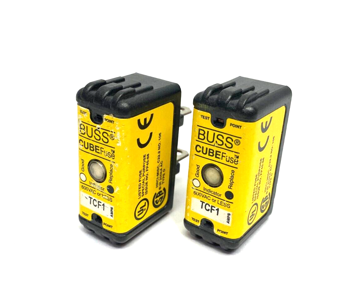 Bussmann TCF1 CUBEFuse Dual Element Time Delay Current Limiting Fuse LOT OF 2 - Maverick Industrial Sales