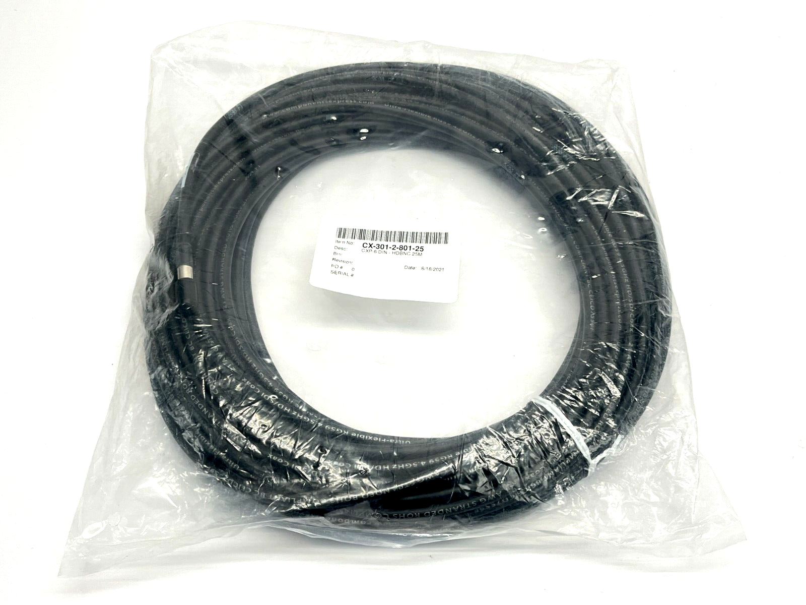 CoaXpress CX-301-2-801-25 Rev A CXP-6 Machine Vision Cable 25m Length - Maverick Industrial Sales