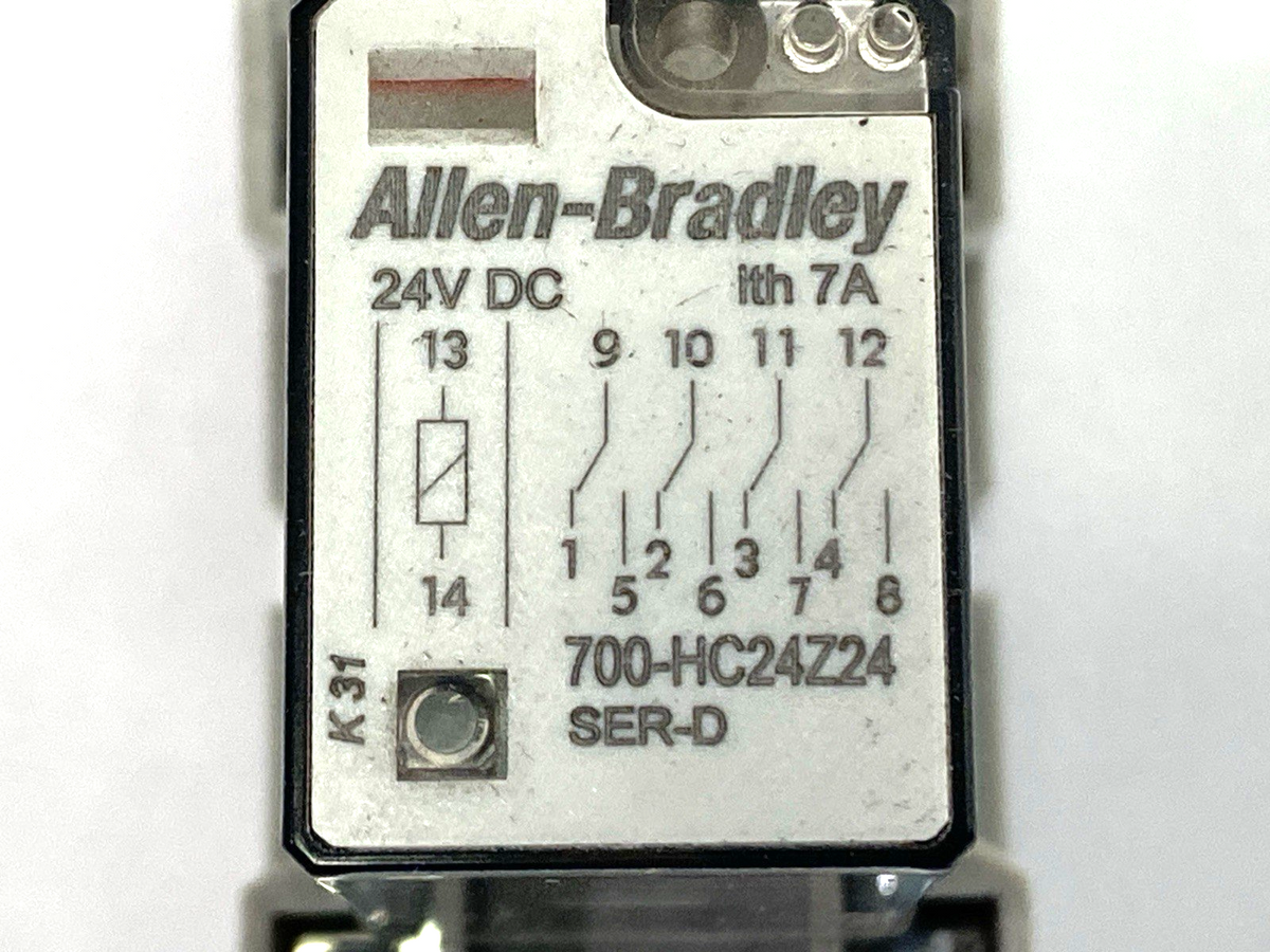 700-HC24Z24 | Allen Bradley Ser. D Ice Cube Relay 24VDC w/ 700-HN128 Ser. B Base- Used - Maverick Industrial Sales