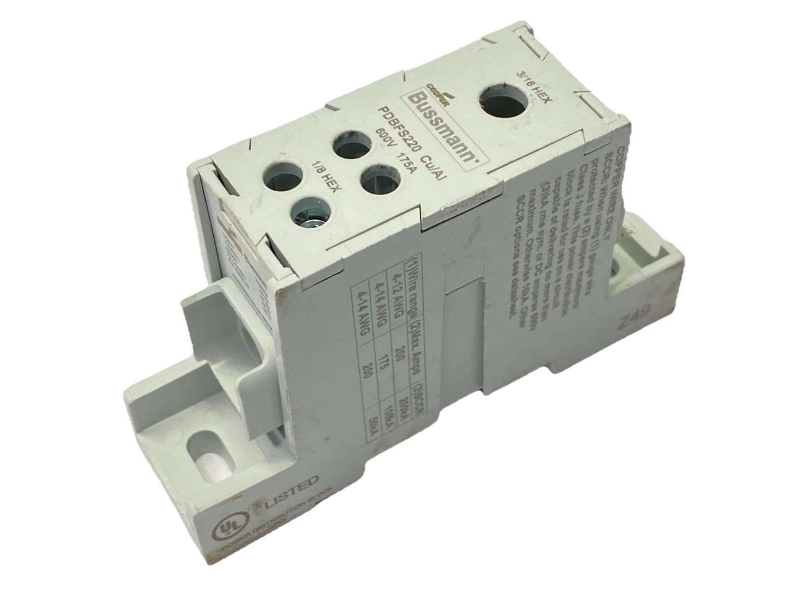 PDBFS220 | Cooper Bussmann Power Distribution Block 175A 600V - Used - Maverick Industrial Sales