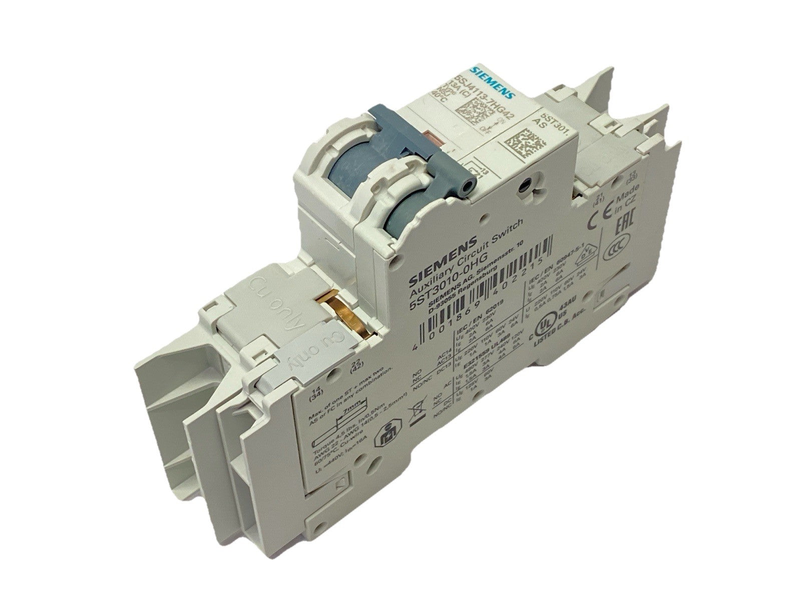 Siemens 5SJ4113-7HG42 Circuit Breaker 1P 13A 277V/489V w/ 5ST3010-0HG Switch - Maverick Industrial Sales