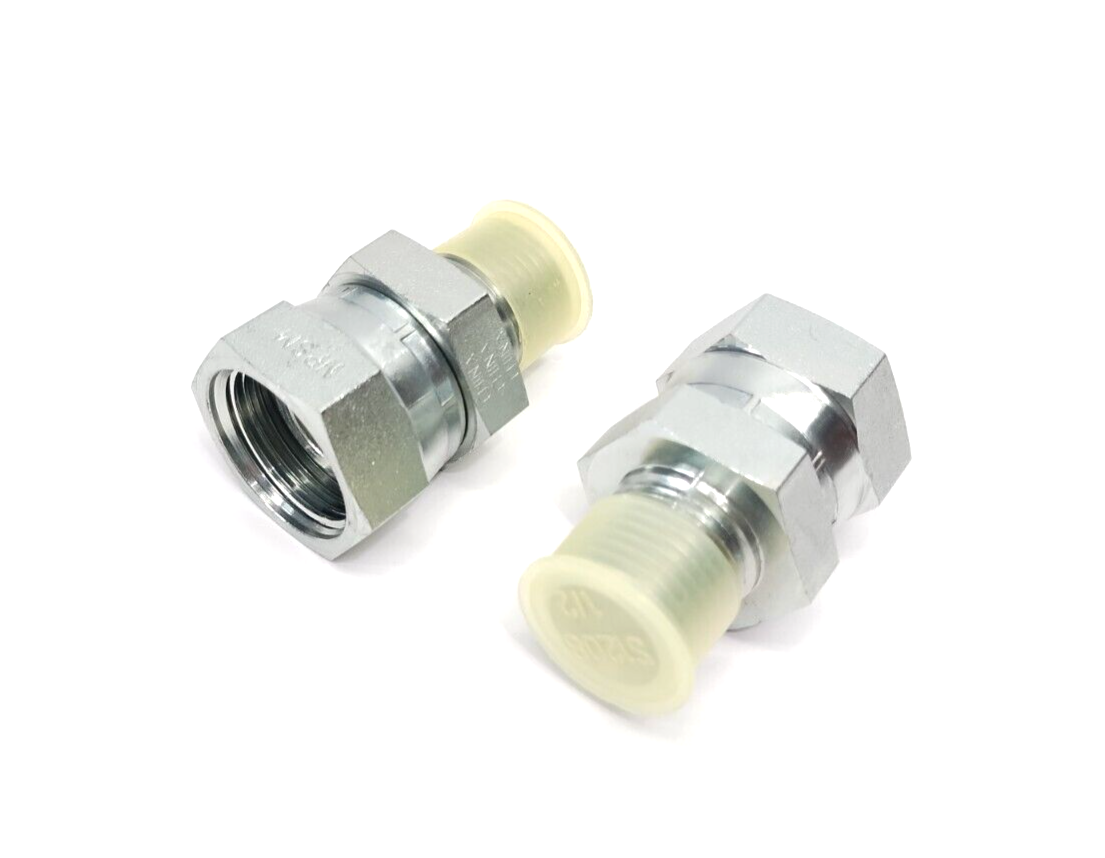 Parker 0107-8-12 Port Adapter Fitting 1/2-14 Male NPT To 3/4-14 Pipe Swivel 2PK - New – Open box - Maverick Industrial Sales