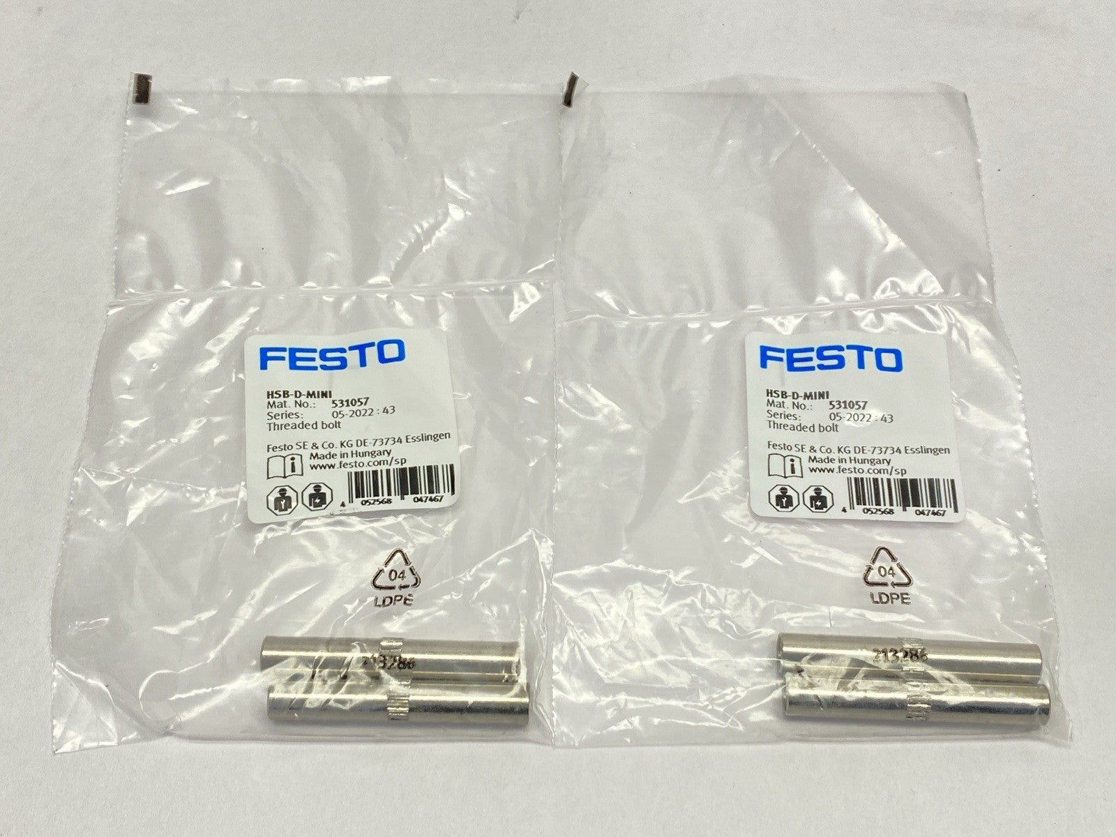 Festo HSB-D-MINI Threaded Bolt 531057 LOT OF 2 - Maverick Industrial Sales