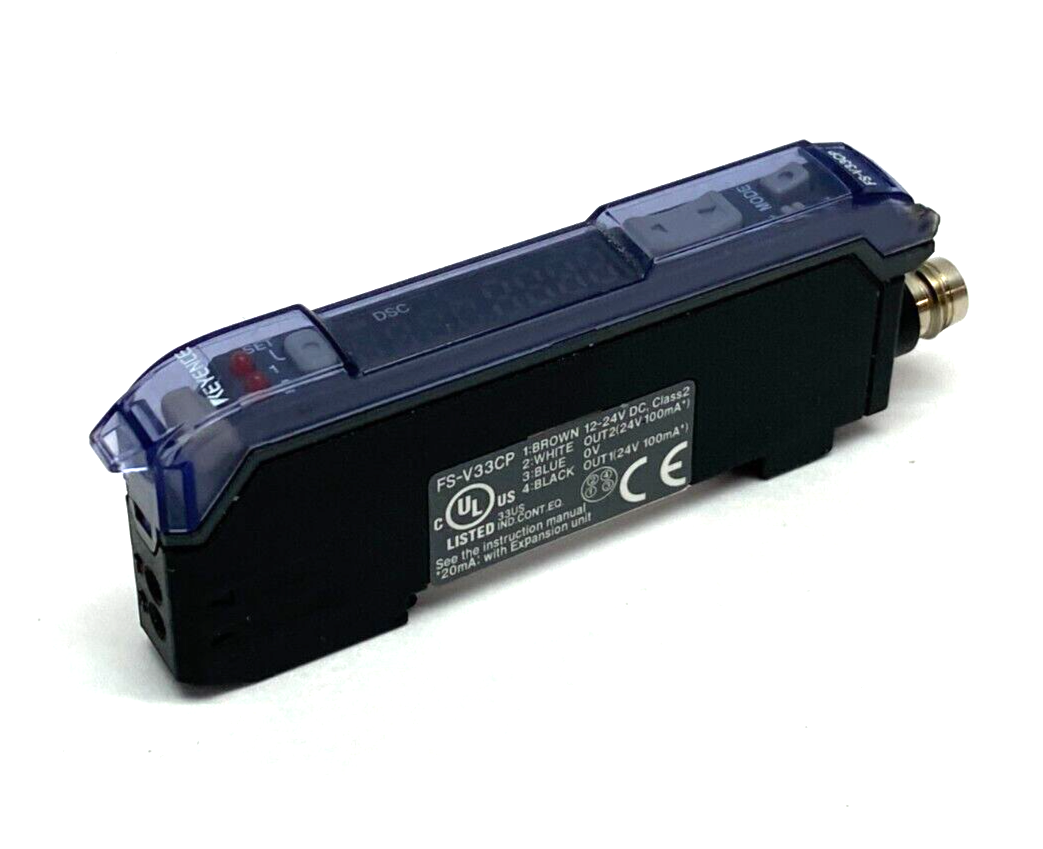 Keyence FS-V33CP Fiber Optic Sensor Amplifier Control Unit 12-24VDC - Maverick Industrial Sales