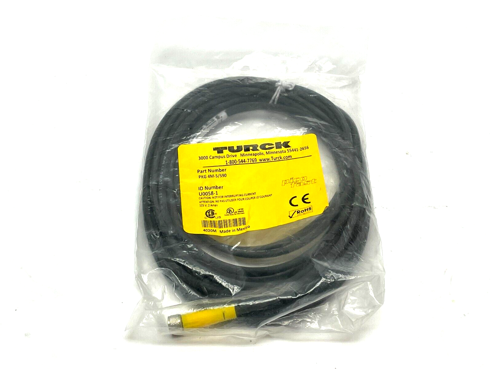 Turck PKG 4M-5/S90 Single Ended Cordset 5m Length U0058-1 - New - Maverick Industrial Sales