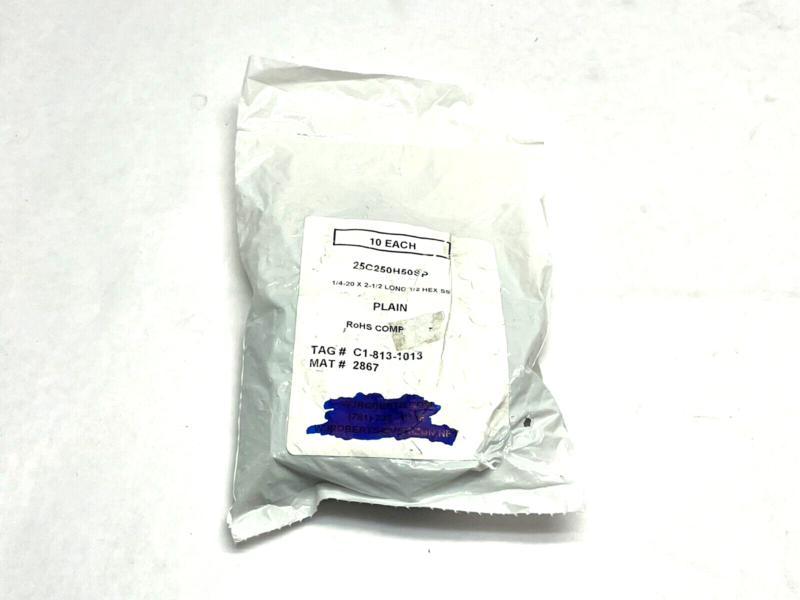 25C250H50SP Standoff 1/4-20 x 2-1/2 Long 1/2 Hex SS PKG OF 10 - New - Maverick Industrial Sales