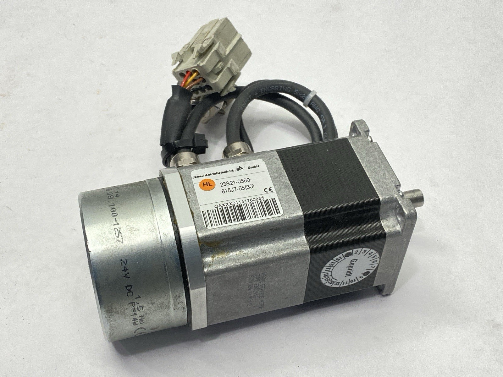 23S21-0560-815J7-55(30) | Jenaer Servo Motor 60VDC w/ 07.14 00.08.100-1257 - Used - Maverick Industrial Sales