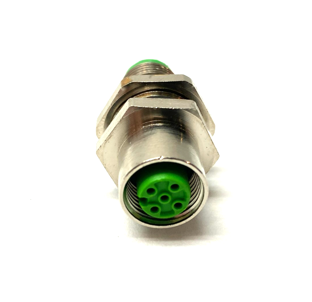 None | Panel Mount M12 5-Pin Male to Female Bulkhead Cable Connector, M16 Thread Mount - New Other - Maverick Industrial Sales