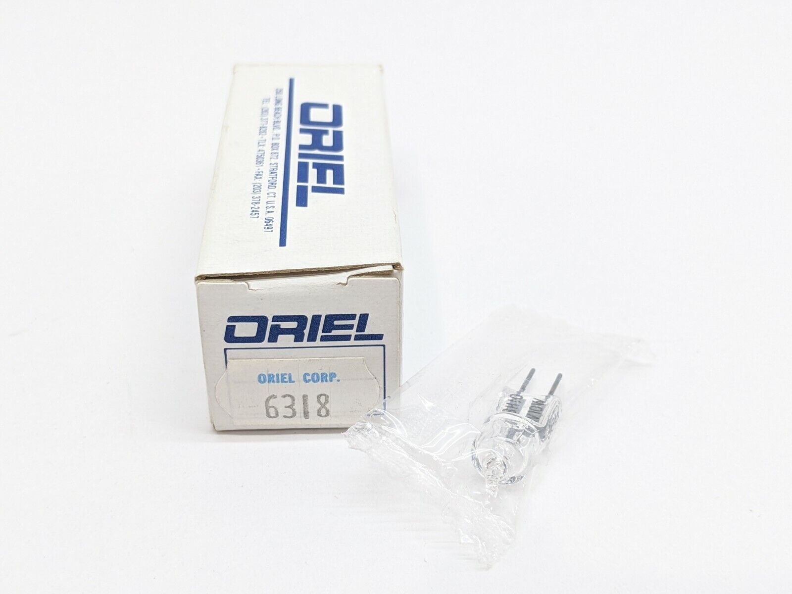 6318 | Oriel USHIO 6V10W Replacement Lamp Light Bulb 6V 10W T3 bulb shape 3200K G4 Base - Open box - Maverick Industrial Sales