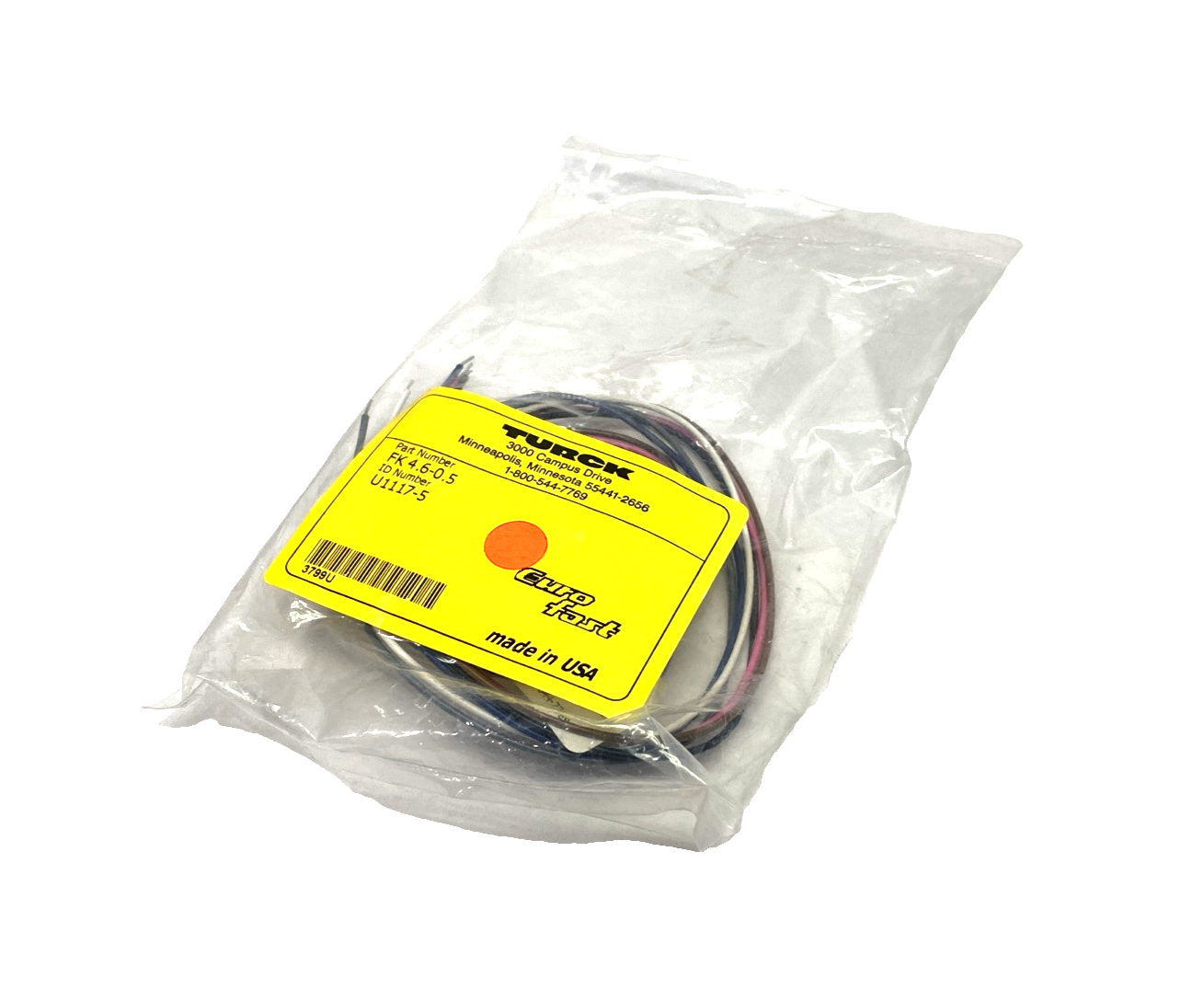 FK 4.6-0.5, U1117-5 | Turck FK 4.6-0.5 6-Pole Panel Mount Receptacle M12 6-Pin Female 0.5m U1117-5 - New - Maverick Industrial Sales