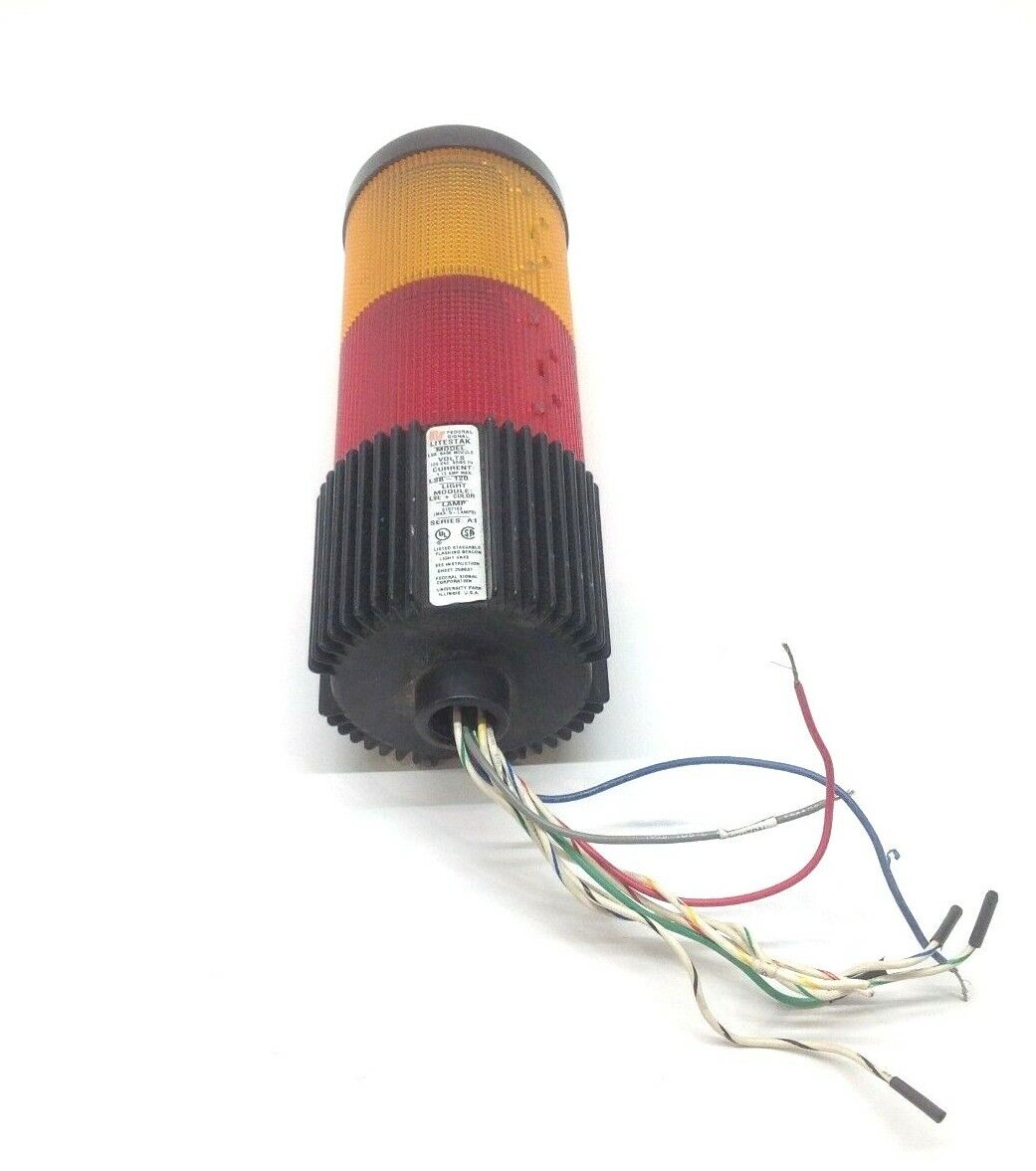 Federal Signal Litestak LSB-120 120 VAC Base Module with LSL-Red, LSL-Amber - For parts or not working - Maverick Industrial Sales