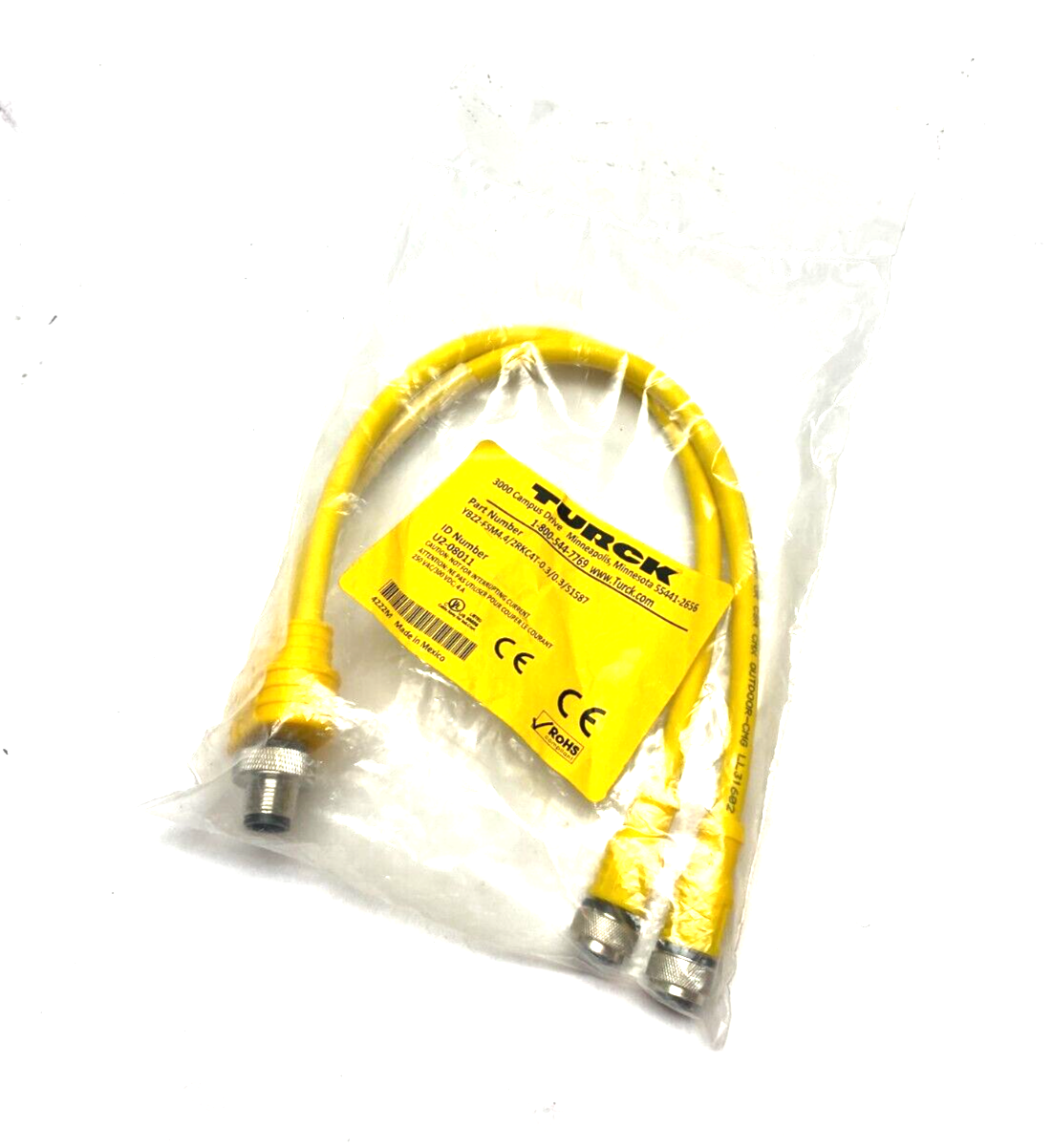 YBZ2-FSM4.4/2RKC4T-0.3/0.3/S1587, U2-08011 | Turck YBZ2-FSM4.4/2RKC4T-0.3/0.3/S1587 Splitter Cordset M12 4-Pin U2-08011 - New - Maverick Industrial Sales
