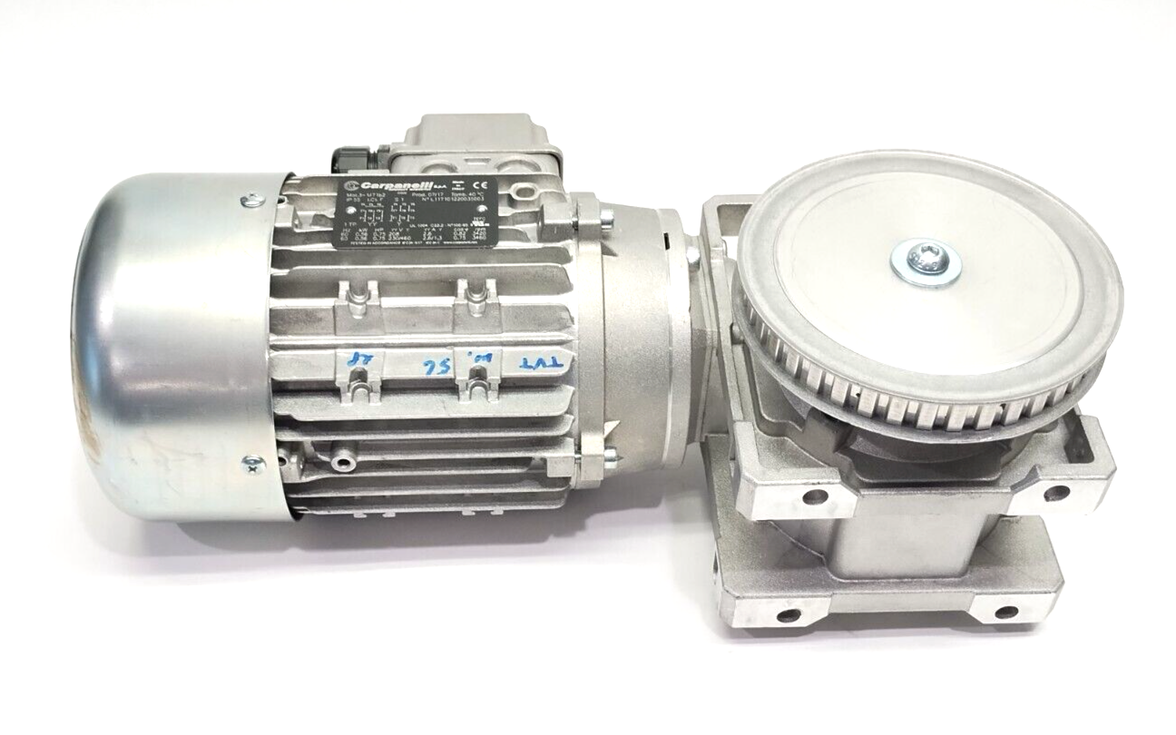 Carpanelli M71b2 S1 Asynchronous 3PH Motor .56kW .75HP Tramec XC 50 40:1 Gearbox - Maverick Industrial Sales