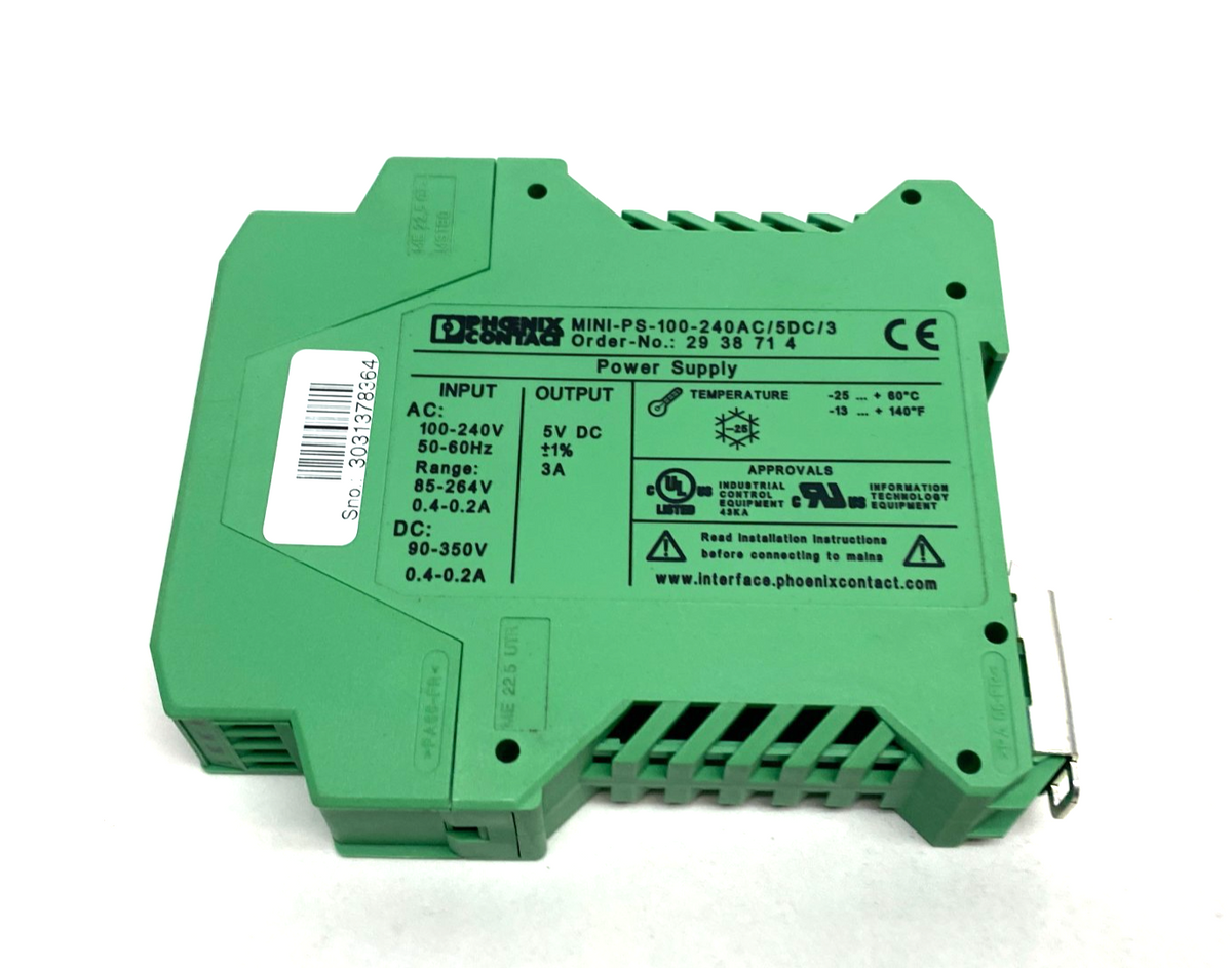 MINI-PS-100-240AC/5DC/3 | Phoenix Contact Primary Switched Power Supply 2938714- Used - Maverick Industrial Sales