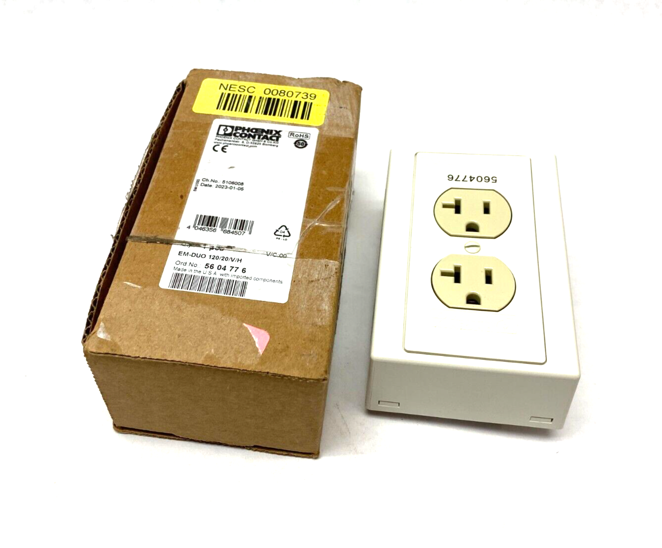 Phoenix Contact EM-DUO 120/20/V/H Dual-Outlet Receptacle Ivory 5604776 - Maverick Industrial Sales