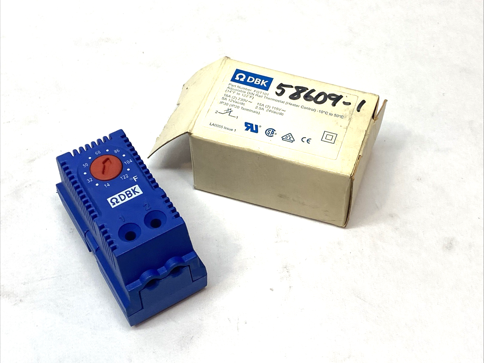 DBK FGT101 Adjustable DIN Rail Thermostat Heater Control 16A 230V - Maverick Industrial Sales