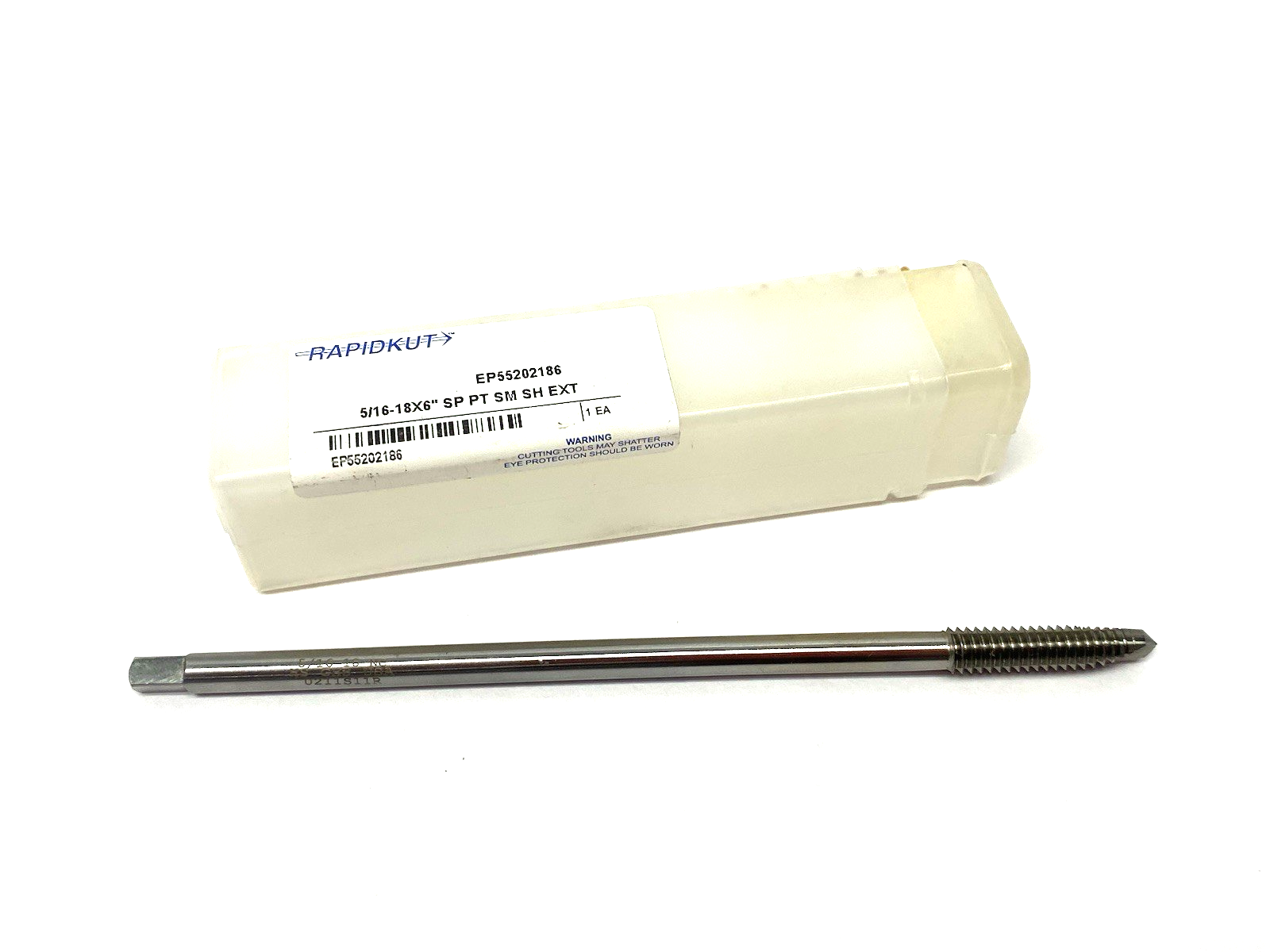EP55202186 | Rapidkut Spiral Point Extension Plug Tap 5/16-18 x 6" OAL, SM SH - New – Open box - Maverick Industrial Sales