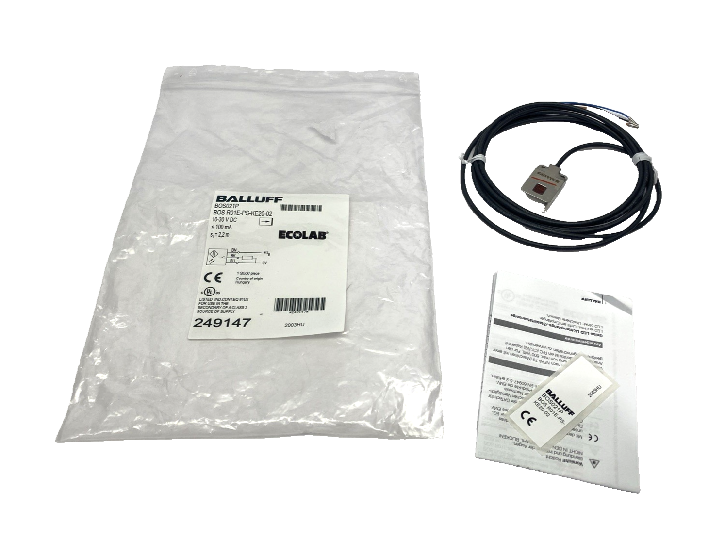 Balluff BOS021P Cubical Through-Beam Photoelectric Sensor BOS R01E-PS-KE20-02 - Maverick Industrial Sales