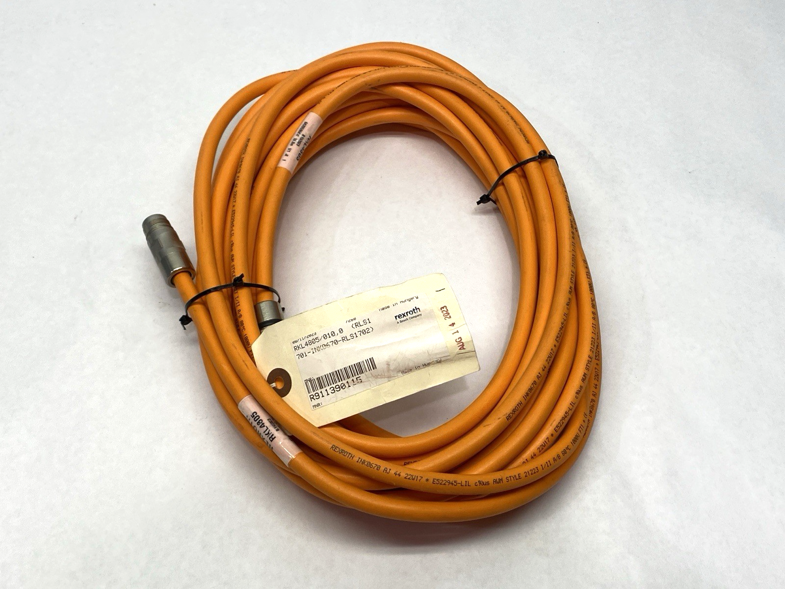 Rexroth RKL4805/010,0 Power Cable 5m R911390115 - New – Open box - Maverick Industrial Sales