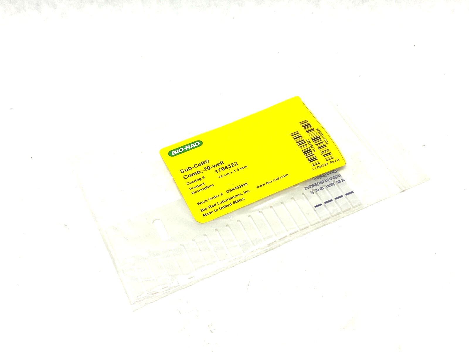 Bio Rad 1704322 Adjustable Height Comb 20-Well 1.5mm for Sub-Cell/Mini Sub-Cell - Maverick Industrial Sales
