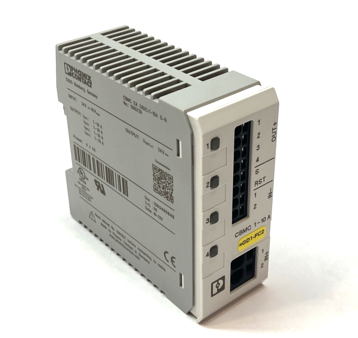 Phoenix Contact CBMC E4 24DC/1-10A S-R Electronic Circuit Breaker 24VDC 1065729 - Maverick Industrial Sales