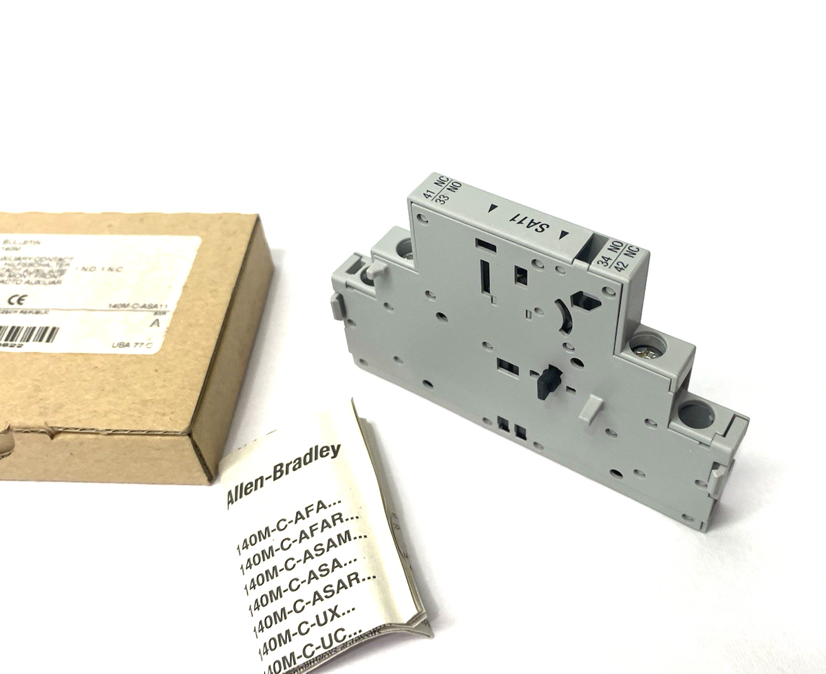 140M-C-ASA11 | Allen Bradley Ser. A Auxiliary Contact, Front Mount, 1 NO, 1 NC- New – Open box - Maverick Industrial Sales