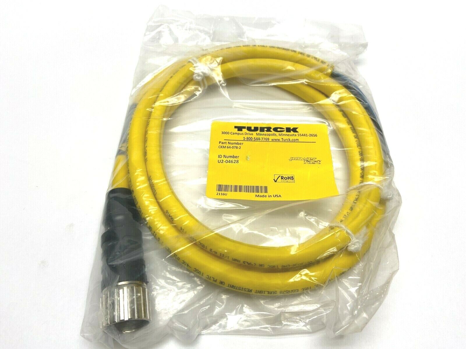 Turck CKM 64-078-2 U2-04628 Single End M23 Cordset - New - Maverick Industrial Sales