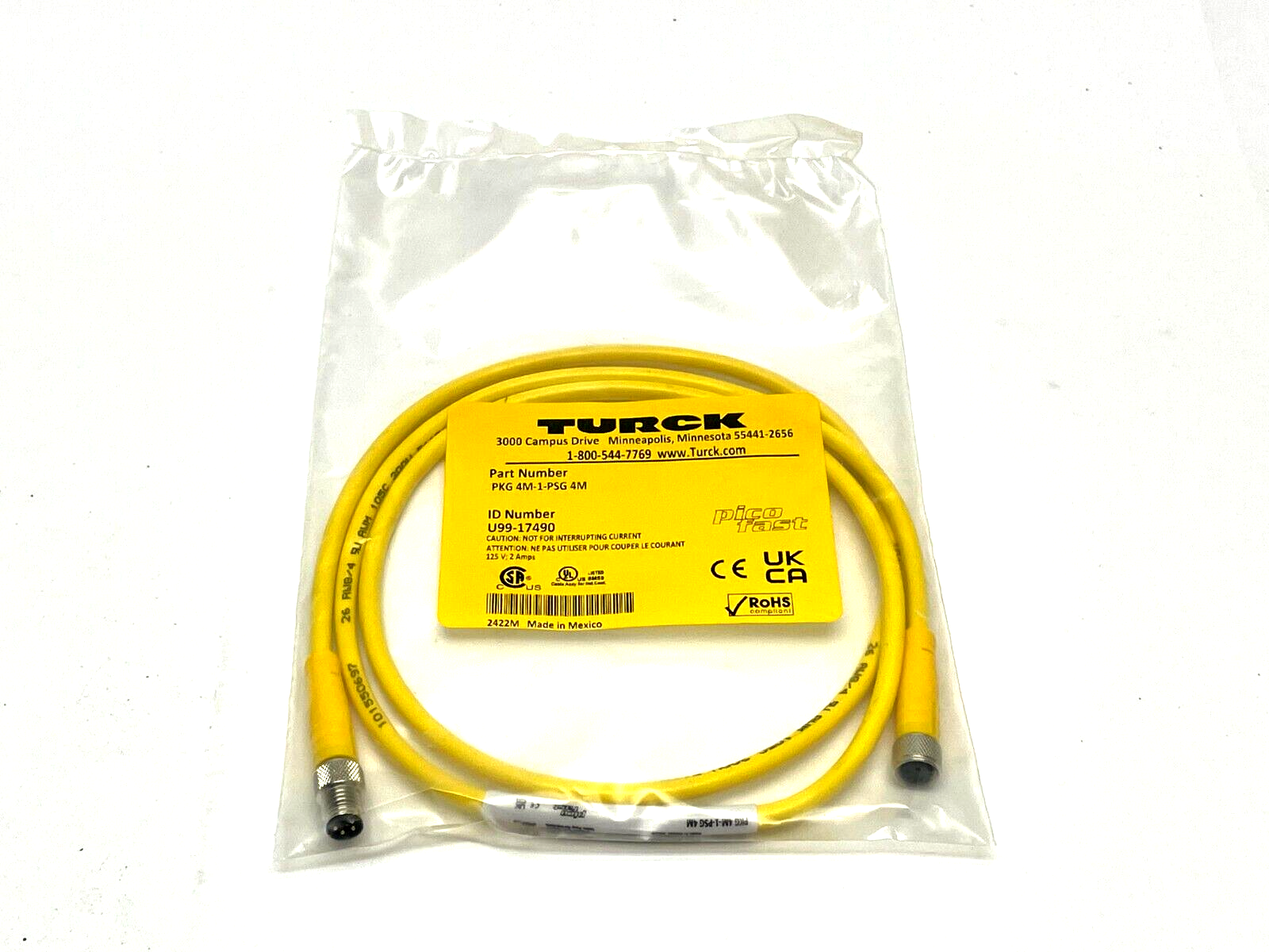 Turck 4M-1-PSG 4M Actuator and Sensor Cordset 1m Length U99-17490 - Maverick Industrial Sales