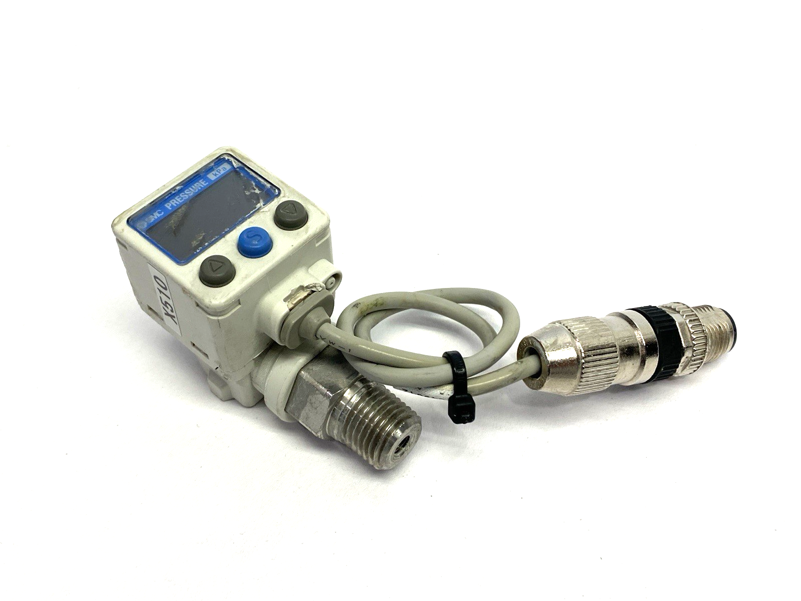 SMC ZSE80F-N02L-P-X510 Digital Pressure Switch 1/4" DAMAGED & MISSING BRACKET - Maverick Industrial Sales