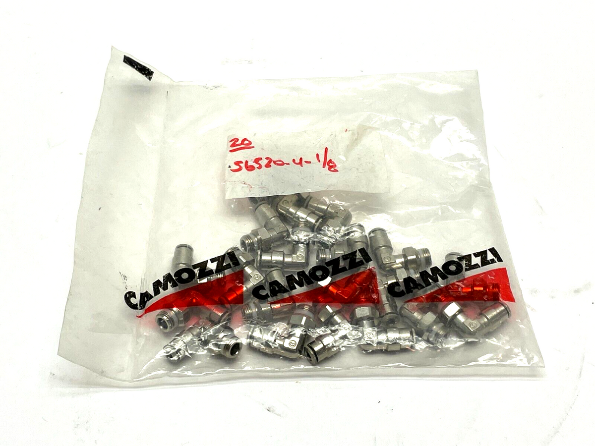 Camozzi S6520 4-1/8 4mm Push-In x 1/8" Male BSPP Swivel Elbow PKG OF 20 - Maverick Industrial Sales