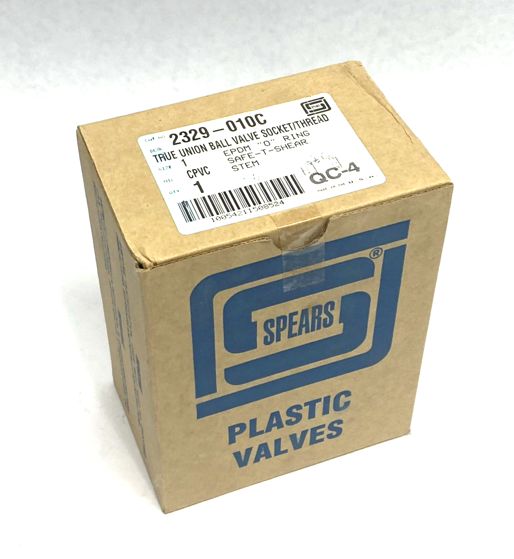 Spears 2329-010C True Union PVC Ball Valve, SOC/FNPT, Gray 1", EPDM - Maverick Industrial Sales