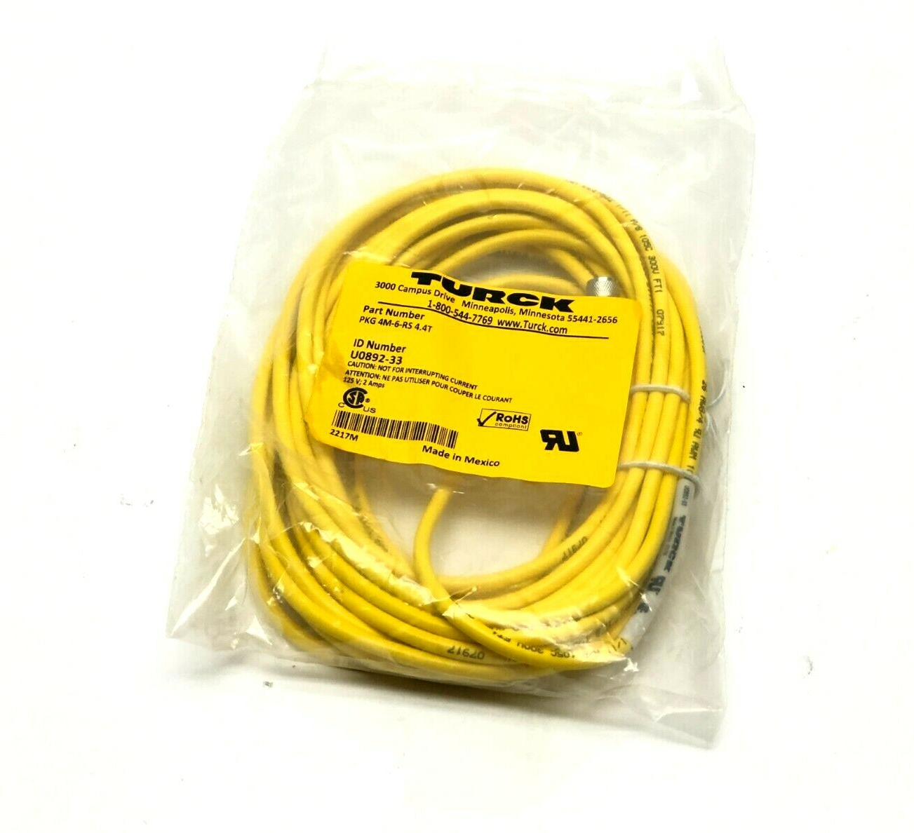 Turck PKG 4M-6-RS 4.4T Double Ended Cordset M8 to M12 U0892-33 - Maverick Industrial Sales
