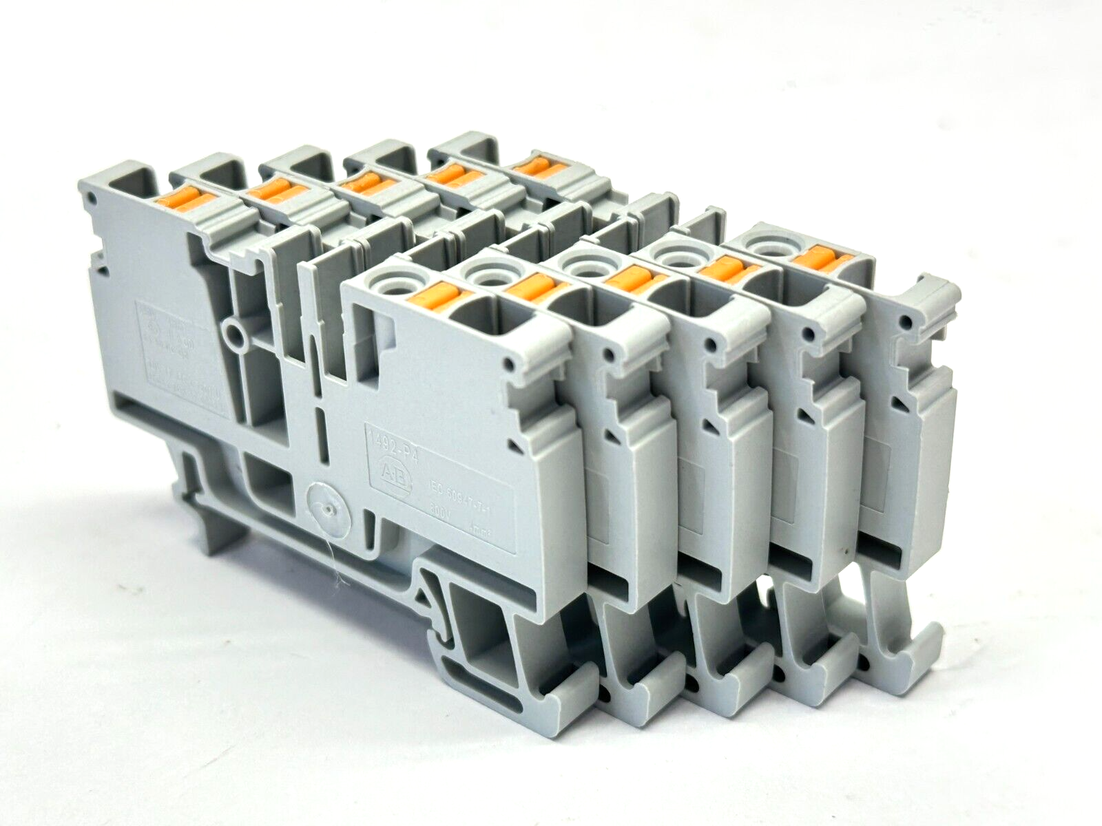 Allen Bradley 1492-P4 Terminal Block Push-In Feed-Through Light Grey LOT OF 5 - Used - Maverick Industrial Sales
