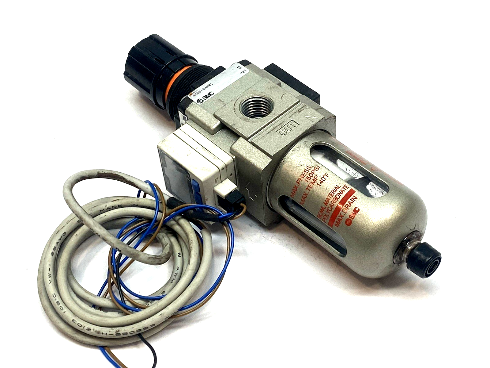 SMC AW20K-N02E3-CZA Filter Regulator w/ ISE35-N-65 Digital Pressure Switch PNP - Maverick Industrial Sales